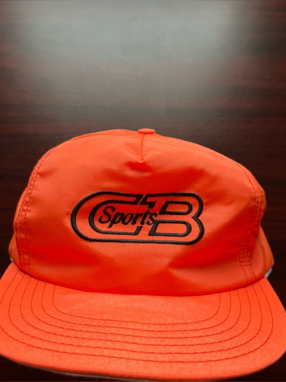 Vintage CB Sports Hat Cap Snapback Orange Nylon Made in USA 80s 90s Ski